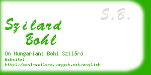 szilard bohl business card
